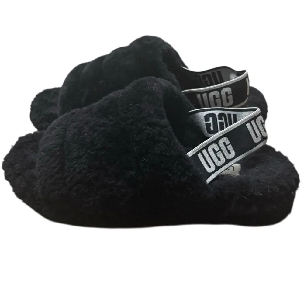 UGG "Fluff Yeah!" Platform Slide Logo Band in Classic Black Size 8 - Picture 6 of 10